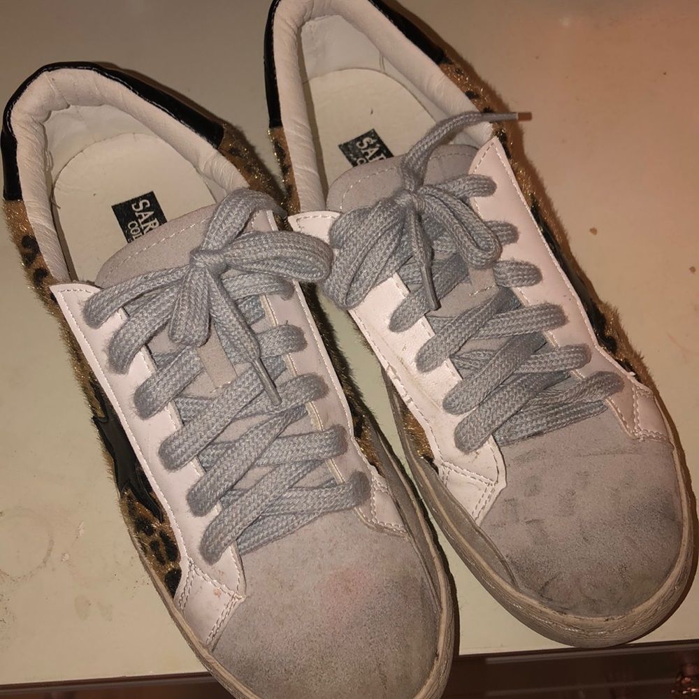 Cheetah Print Black Star Sneakers Great Condition - Picture 3 of 7